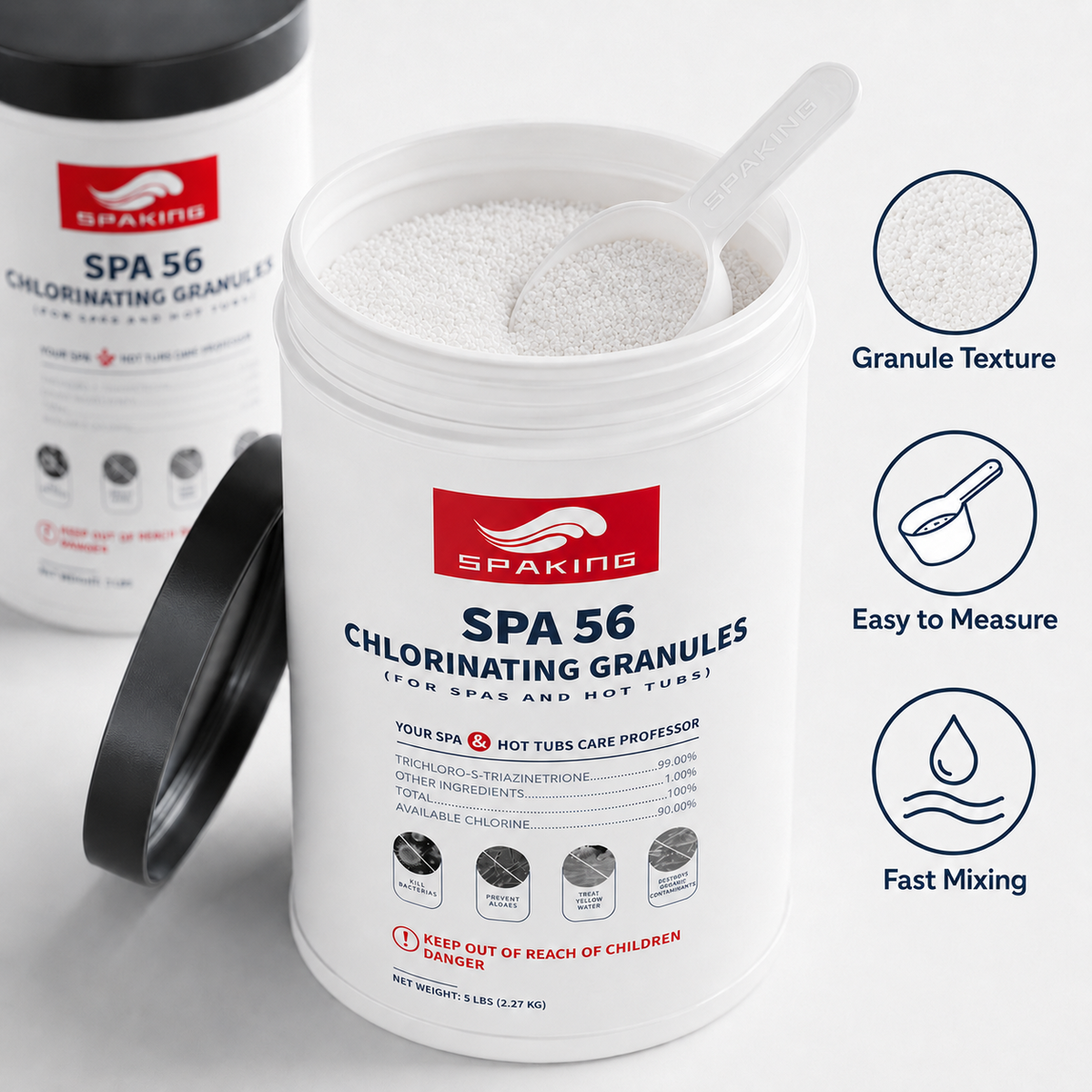 Pool Shock Chlorine Powder Bundle - 1x3LB + 2x5LB Buckets (13LB Total) | Pool Water Treatment & Sanitation
