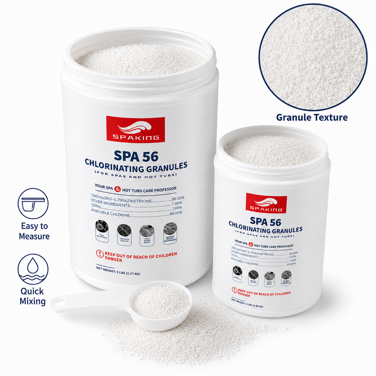 Fast-Dissolving Pool Shock Combo 23LB (1x3LB+4x5LB) | Algae Control & Clear Pool Water
