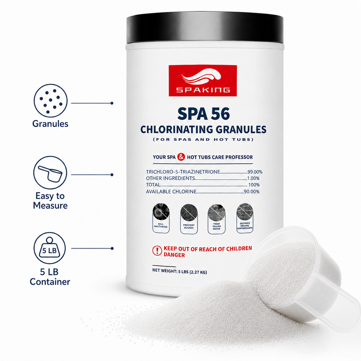 35LB Total Bulk Pool Shock: 7-Pack of 5LB Fast-Dissolving Chlorine Granules | For Quick Clean, Crystal Clear Water & Effective Algae Control