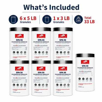 Pool Shock Chlorine Powder Value Bundle - 1x3LB + 6x5LB (33LB Total) | Fast-Dissolving, Algae Control, Crystal Clear Pool Water