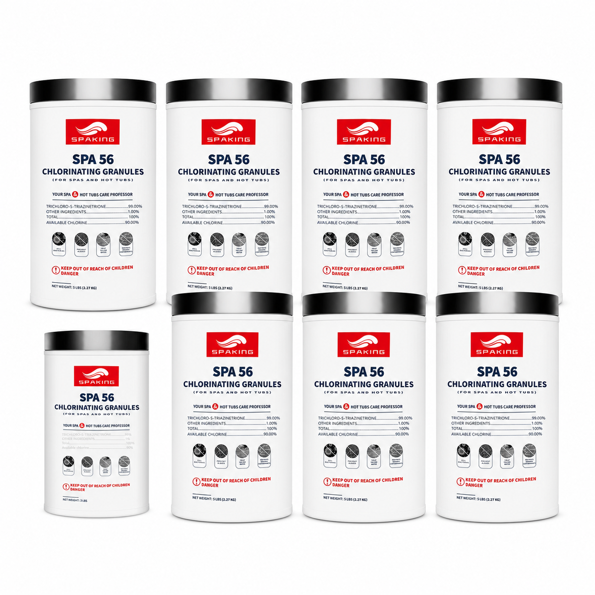 Pool Shock Chlorine Powder Bulk Combo - 1x3LB + 7x5LB (38LB Total) | Fast-Dissolving, Algae Control, Crystal Clear Swimming Pool Water