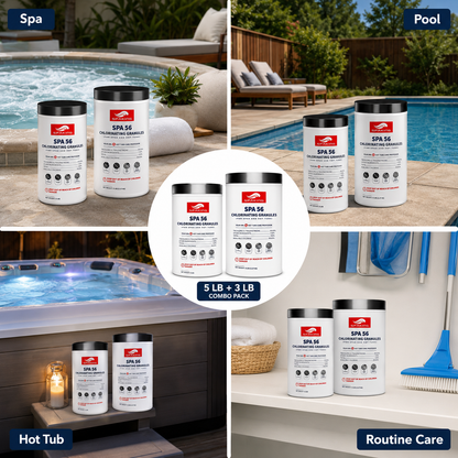 Pool Shock Chlorine Powder Bulk Combo - 1x3LB + 7x5LB (38LB Total) | Fast-Dissolving, Algae Control, Crystal Clear Swimming Pool Water