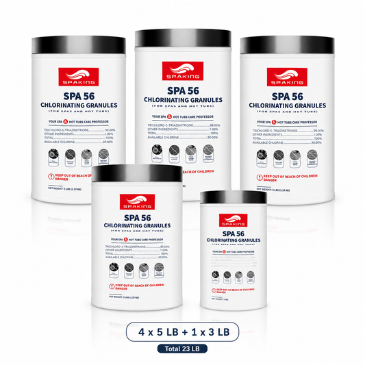 Fast-Dissolving Pool Shock Combo 23LB (1x3LB+4x5LB) | Algae Control & Clear Pool Water