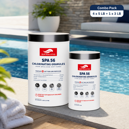 Fast-Dissolving Pool Shock Combo 23LB (1x3LB+4x5LB) | Algae Control & Clear Pool Water