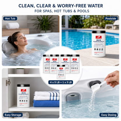 Fast-Dissolving Pool Shock Combo 23LB (1x3LB+4x5LB) | Algae Control & Clear Pool Water