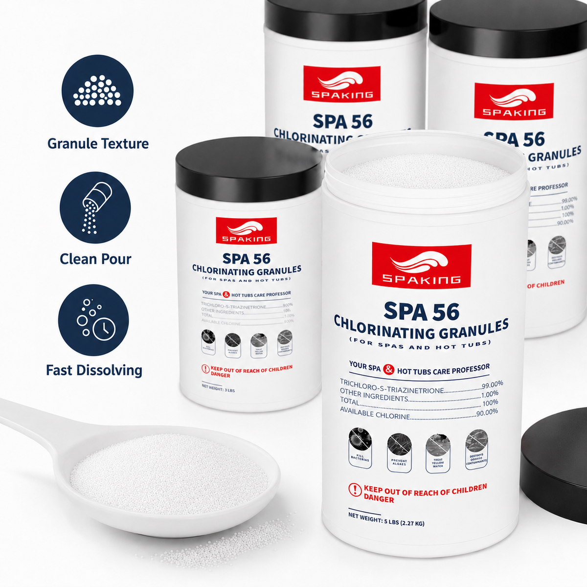 Pool Shock Mega Bundle | 1×3LB + 9×5LB Fast-Dissolving Chlorine Powder | 48LB Total Bulk Supply | Instant Clean & Algae Control | Crystal Clear Pool Water