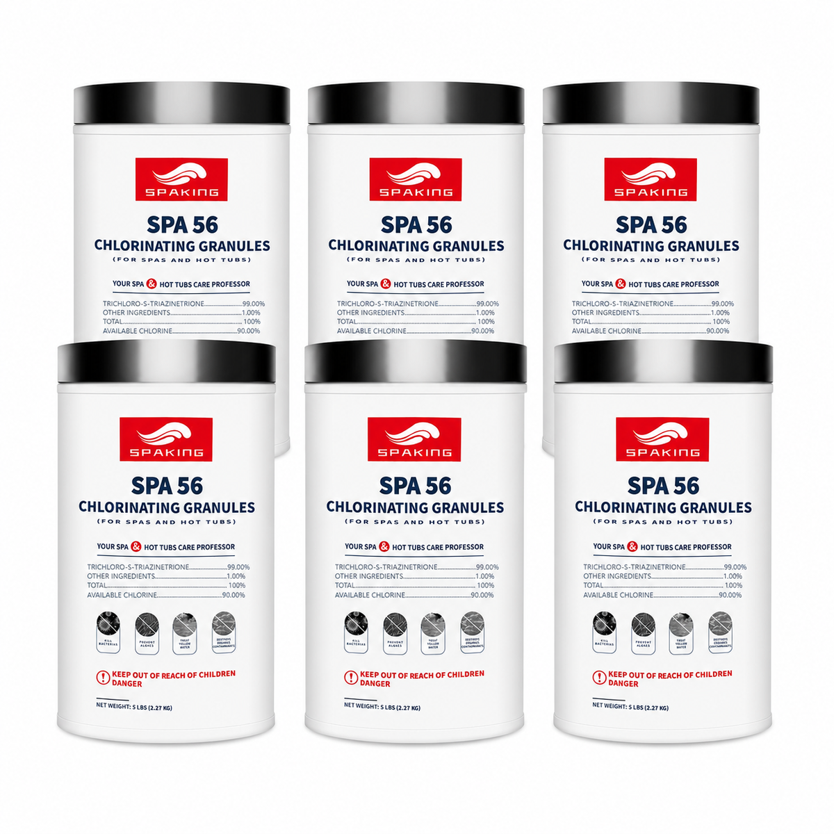 30LB Total Pool Shock Bulk Pack: 6x5lb Fast-Acting Chlorine Granules | Weekly Maintenance for Quick Clean, Algae-Free & Sparkling Clear Pool Water