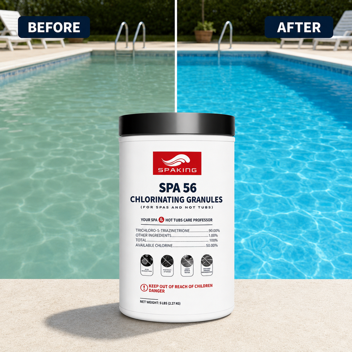 20-Pack 5LB Pool Shock Chlorine Powder (100LB Total) | Fast-Dissolving | Algae Control & Crystal Clear Pool Water | Value Bundle