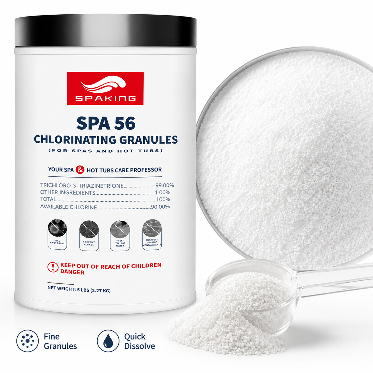 50 LB (10-Pack) Pool Chlorine Shock Powder - Fast-Dissolving, Quick Clean & Algae Removal