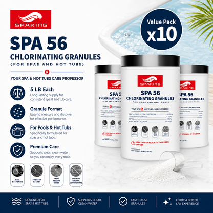 50 LB (10-Pack) Pool Chlorine Shock Powder - Fast-Dissolving, Quick Clean & Algae Removal