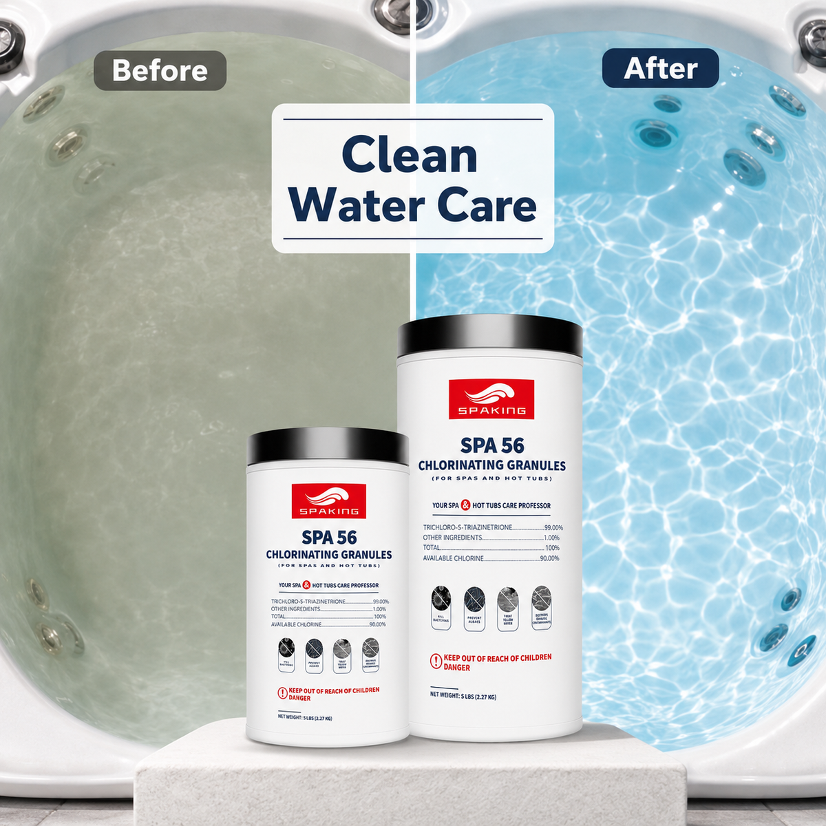 35LB Total Bulk Pool Shock: 7-Pack of 5LB Fast-Dissolving Chlorine Granules | For Quick Clean, Crystal Clear Water & Effective Algae Control