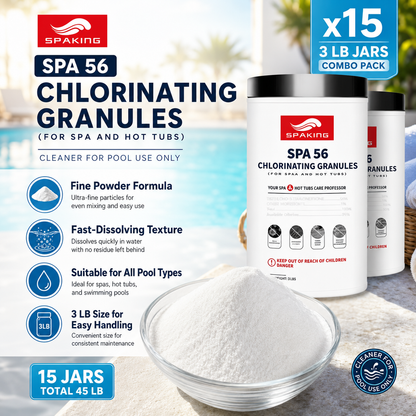 15-Pack Pool Shock (3 lbs Each, 45 lbs Total) | EPA-Registered Fast-Dissolving Chlorine Powder | Algae Control | Fast Clean & Crystal Clear Water | Inground & Above Ground Pools