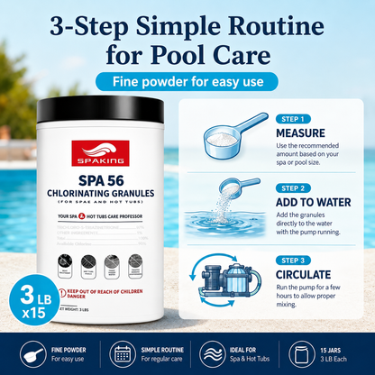 15-Pack Pool Shock (3 lbs Each, 45 lbs Total) | EPA-Registered Fast-Dissolving Chlorine Powder | Algae Control | Fast Clean & Crystal Clear Water | Inground & Above Ground Pools