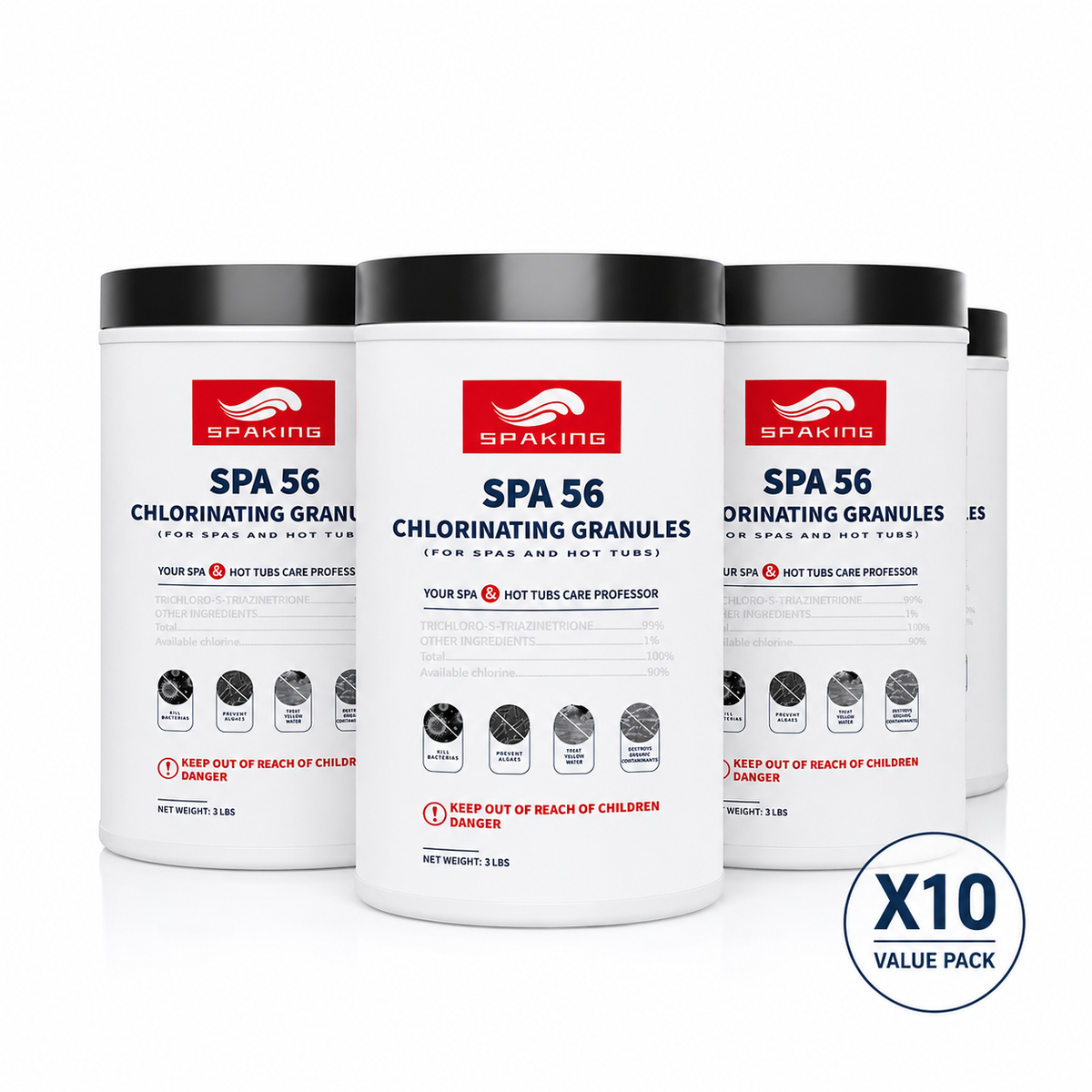 The Ultimate Bulk Bundle: 30LB Total of Fast-Acting Chlorine Granules (10-Pack) | Your Complete Solution for Sparkling Water, Algae Prevention & Effortless Pool Care