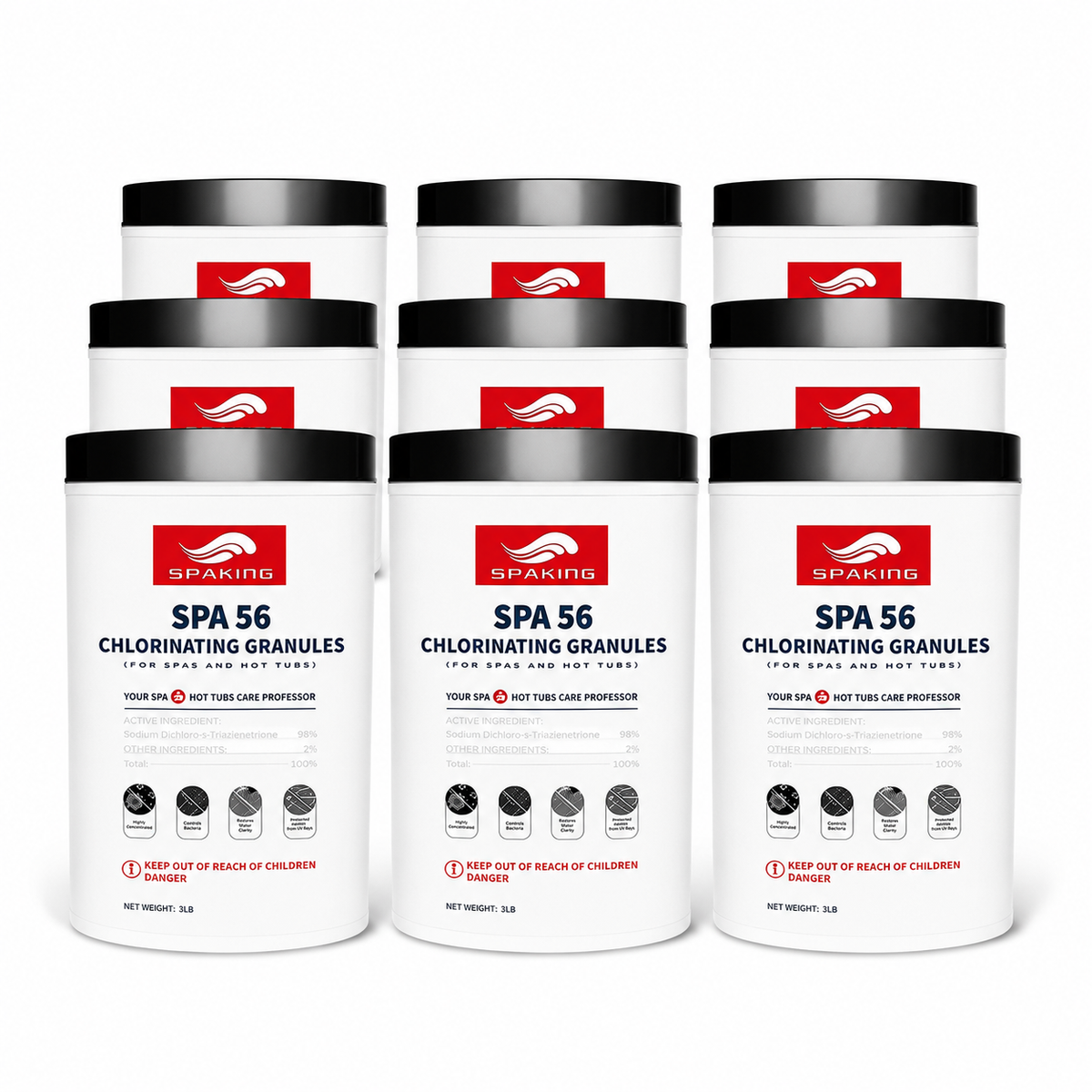 9-Pack Pool Chlorine Powder (3 lbs Per Bucket) | Fast-Acting Pool Shock Sanitizer | Keeps Water Crystal Clear | Summer Essentials & Pool Must-Haves | Inground & Above Ground Pools
