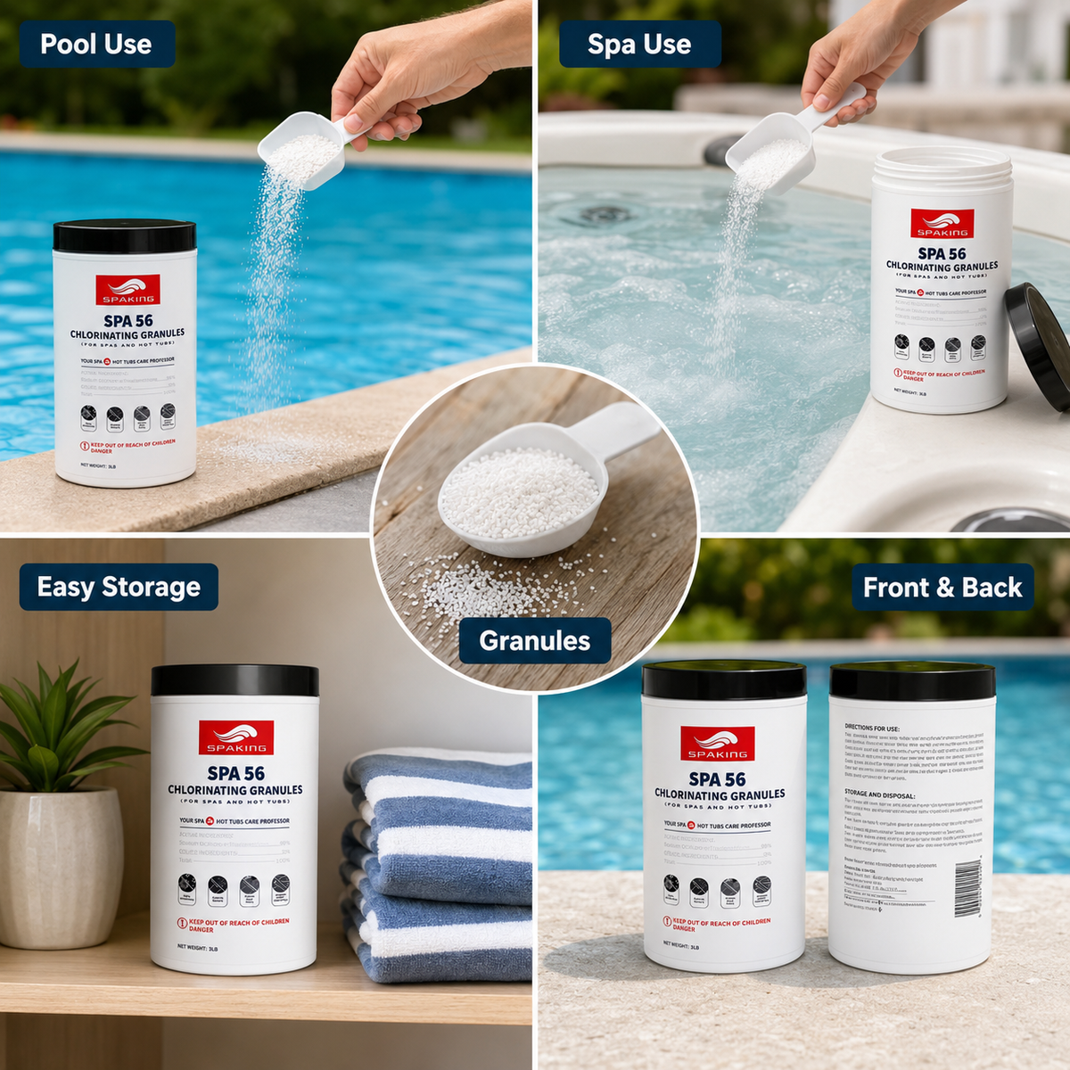 9-Pack Pool Chlorine Powder (3 lbs Per Bucket) | Fast-Acting Pool Shock Sanitizer | Keeps Water Crystal Clear | Summer Essentials & Pool Must-Haves | Inground & Above Ground Pools