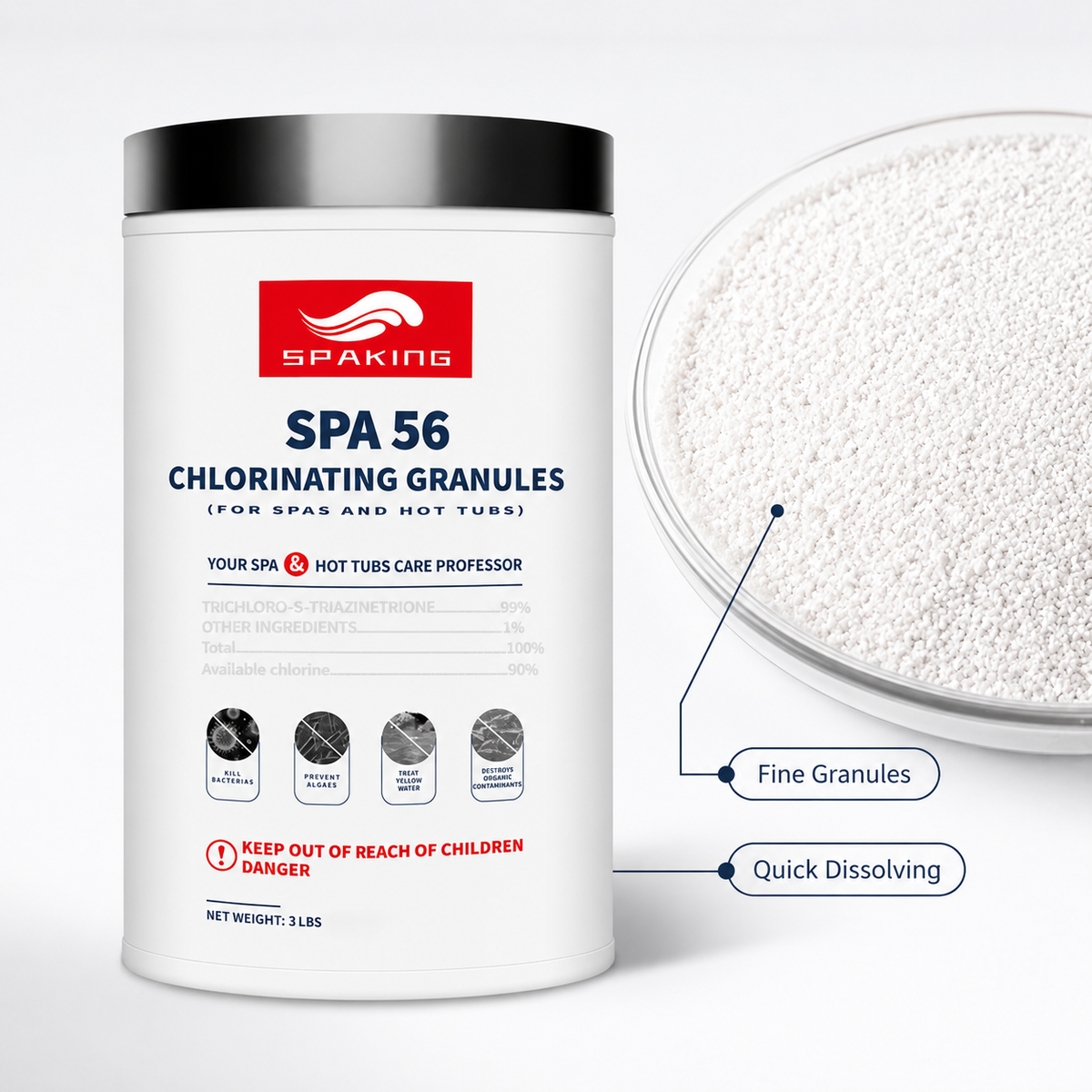 7-Pack 3lb Pool Chlorine Shock Powder | Fast-Acting Sanitizer for Inground & Above Ground Pools | Keep Water Crystal Clear | Summer Pool Essentials