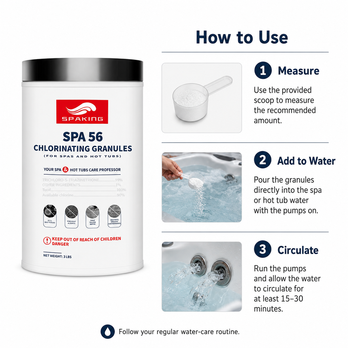 8-Pack Pool Chlorine Powder (3 lbs Per Bucket) | Fast-Acting Pool Shock Sanitizer | Keeps Water Crystal Clear | Summer Essentials & Pool Must-Haves | Inground & Above Ground Pools