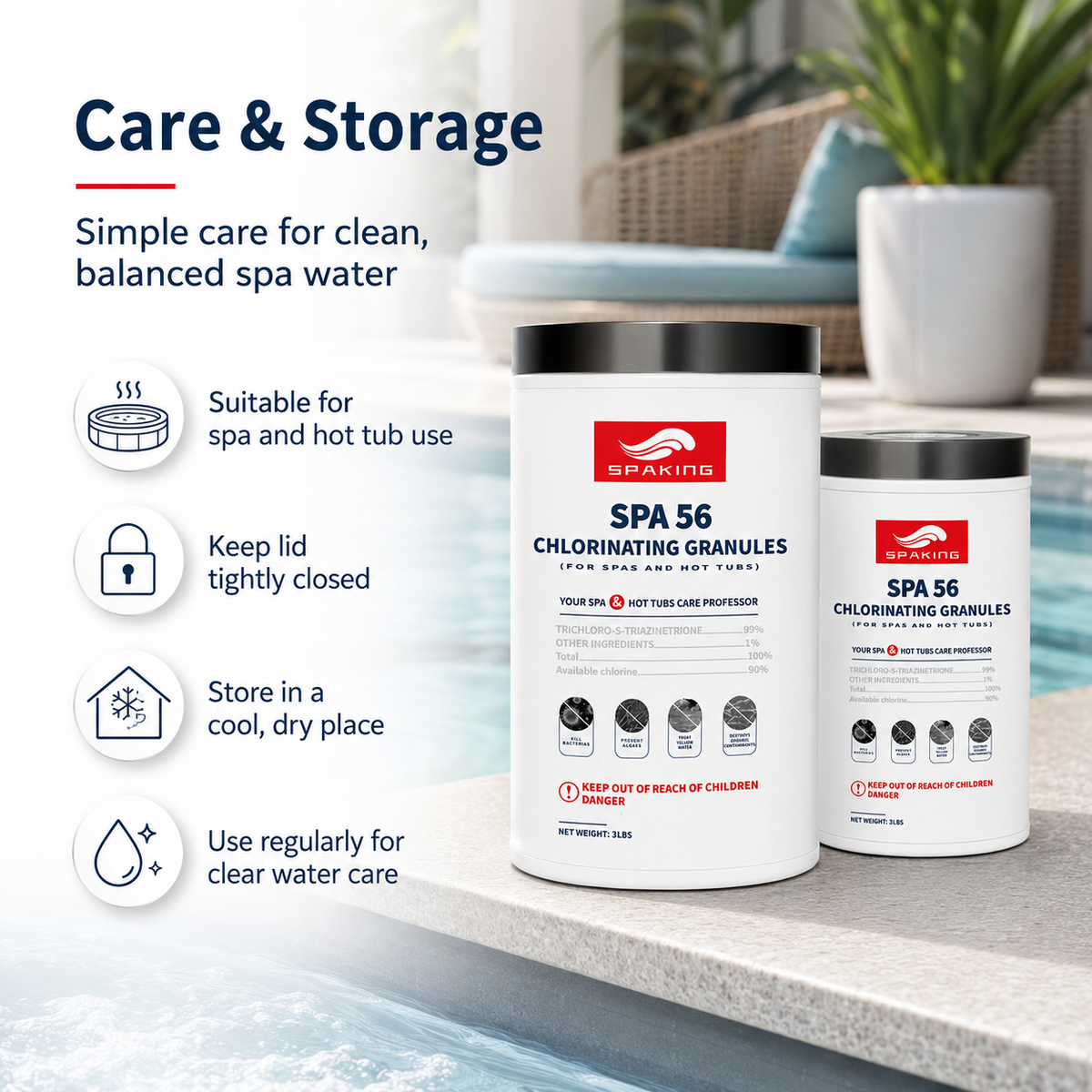 6-Pack 3lb Pool Chlorine Shock Powder | Fast-Acting Sanitizer for All Pools | Keep Water Crystal Clear | Summer Pool Must-Haves