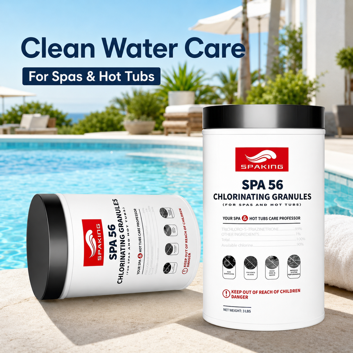 4-Pack 3lb Pool Chlorine Shock Powder | Fast-Acting Sanitizer for All Pools | Keep Water Crystal Clear | Summer Pool Must-Haves