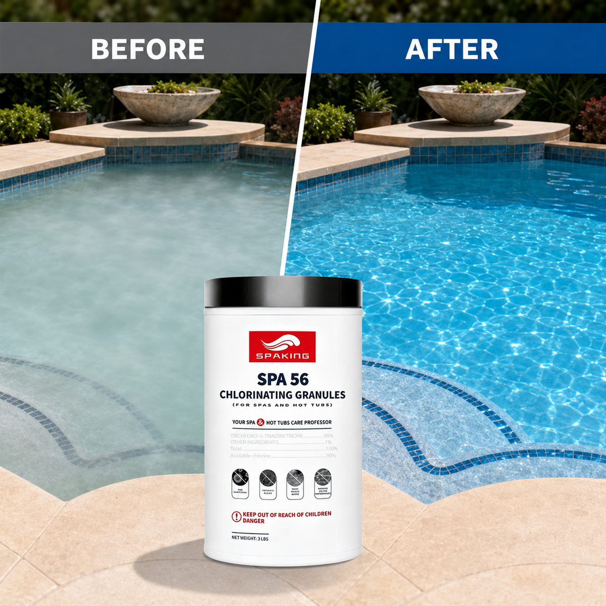 4-Pack 3lb Pool Chlorine Shock Powder | Fast-Acting Sanitizer for All Pools | Keep Water Crystal Clear | Summer Pool Must-Haves