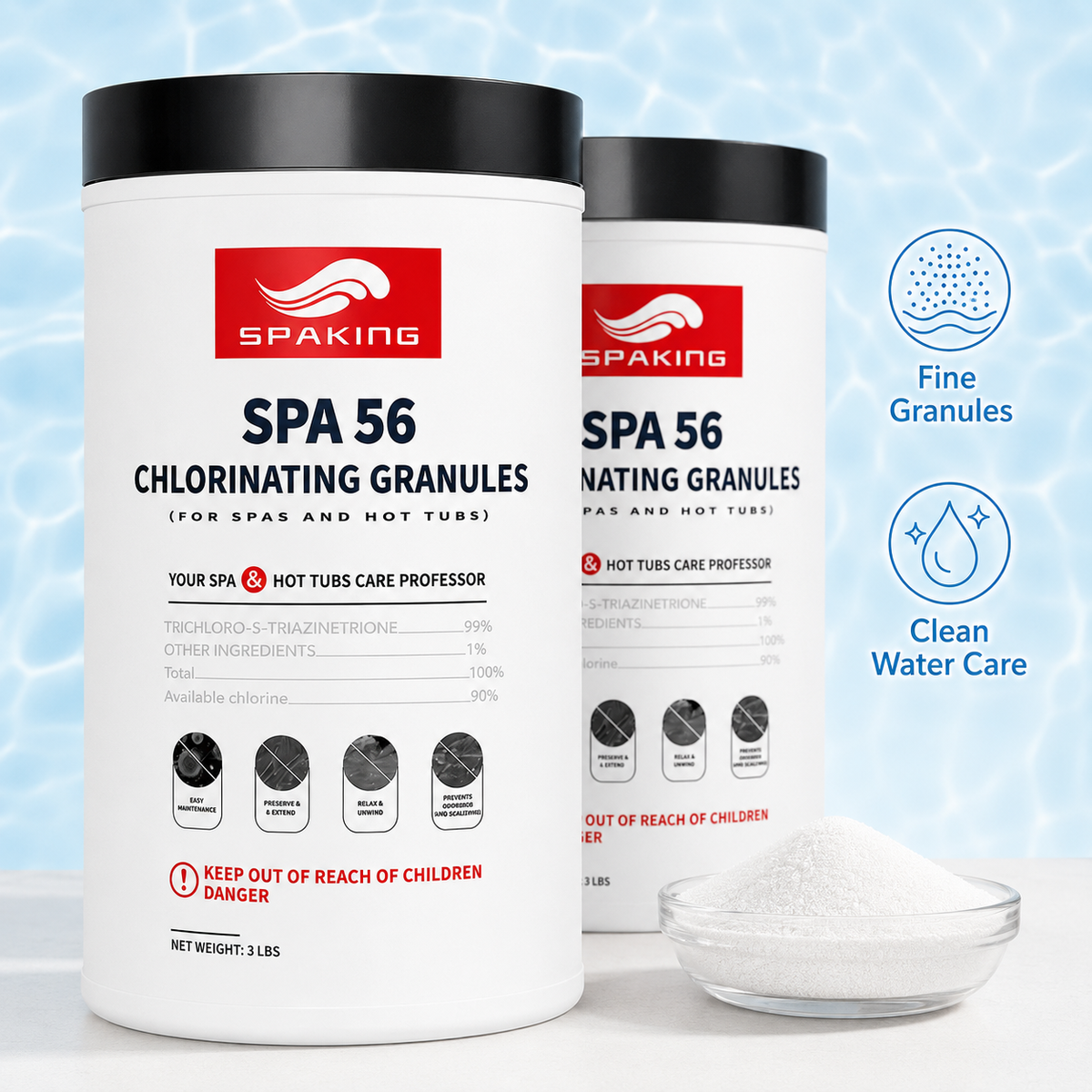 2-Pack 3LB Pool Shock Chlorine Powder (6LB Total Bulk) | Fast-Dissolving | Algae Control & Crystal Clear Pool Water