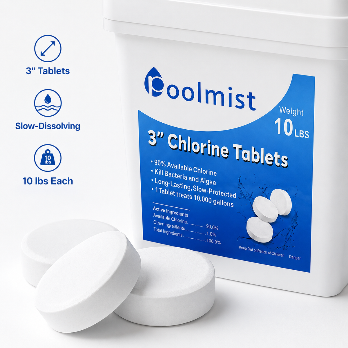 30LB Bulk Bundle: 3-Pack of 3-Inch Stabilized Chlorine Tablets (10LB Each) | For Continuous Pool Sanitation, Algae Control & Crystal Clear Water