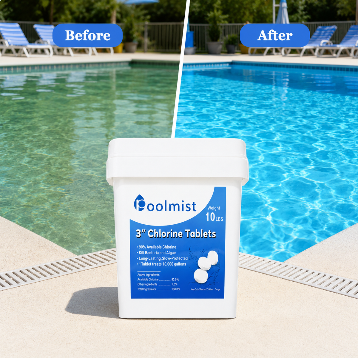 30LB Bulk Bundle: 3-Pack of 3-Inch Stabilized Chlorine Tablets (10LB Each) | For Continuous Pool Sanitation, Algae Control & Crystal Clear Water