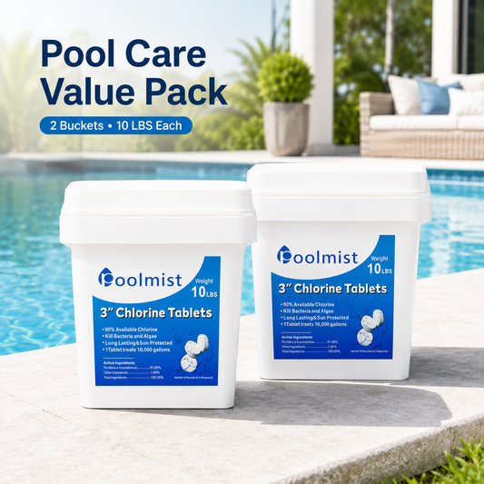 Stabilized 3-Inch Chlorine Tablets - 2 Pack (20LB Total) | Long-Lasting Pool Maintenance for Continuous Algae Control & Crystal Clear Water