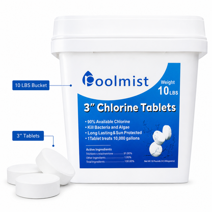 Stabilized 3-Inch Chlorine Tablets - 2 Pack (20LB Total) | Long-Lasting Pool Maintenance for Continuous Algae Control & Crystal Clear Water