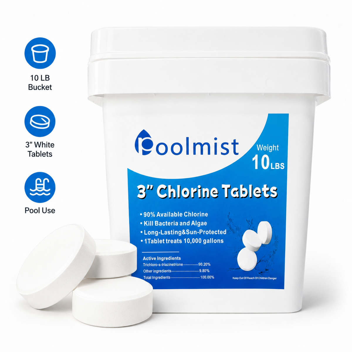 10 LB Economy Chlorine Tablets - Easy Weekly Care, Crystal Clear Water, Algae Free
