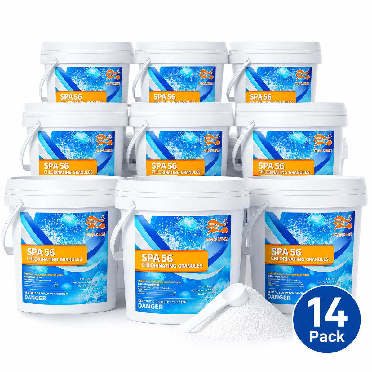 14-Pack Pool Chlorine Powder (3.5 lbs Per Bag) | Fast-Acting Shock Treatment & Sanitizer | Crystal Clear Water | Ideal for Inground & Above Ground Pools