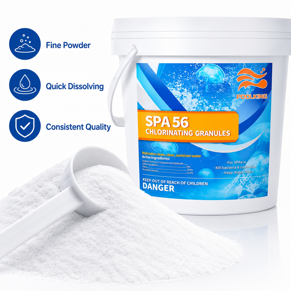 14-Pack Pool Chlorine Powder (3.5 lbs Per Bag) | Fast-Acting Shock Treatment & Sanitizer | Crystal Clear Water | Ideal for Inground & Above Ground Pools