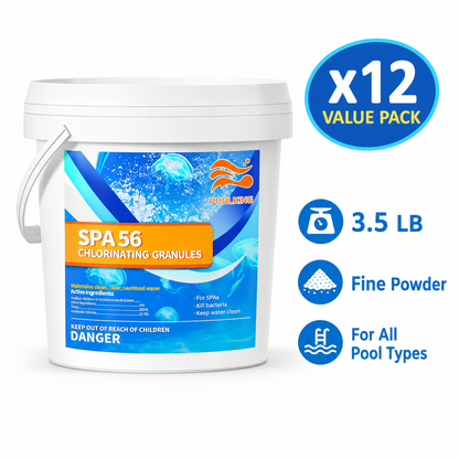 12-Pack Pool Chlorine Powder (3.5 lbs Per Bag) | Fast-Acting Shock Sanitizer | Clears Cloudy Water Fast | EPA-Registered | Inground & Above Ground Pools
