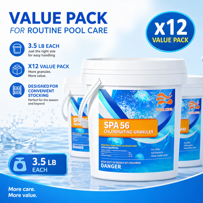 12-Pack Pool Chlorine Powder (3.5 lbs Per Bag) | Fast-Acting Shock Sanitizer | Clears Cloudy Water Fast | EPA-Registered | Inground & Above Ground Pools