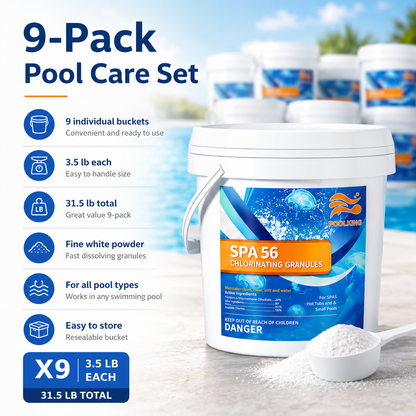 9-Pack Pool Chlorine Powder (3.5 lbs Per Bag) | Fast-Acting Shock Sanitizer | Keep Pool Water Crystal Clear | Inground & Above Ground Pools