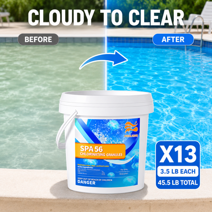 13-Pack Pool Chlorine Powder (3.5 lbs Per Bag) | Fast-Acting Shock Treatment & Sanitizer | Crystal Clear Pool Water | For Inground & Above Ground Pools
