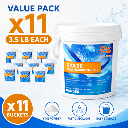 11-Pack Pool Chlorine Powder (3.5 lbs Per Bag) | Fast-Acting Shock Treatment & Sanitizer | Crystal Clear Pool Water | Inground & Above Ground Pools