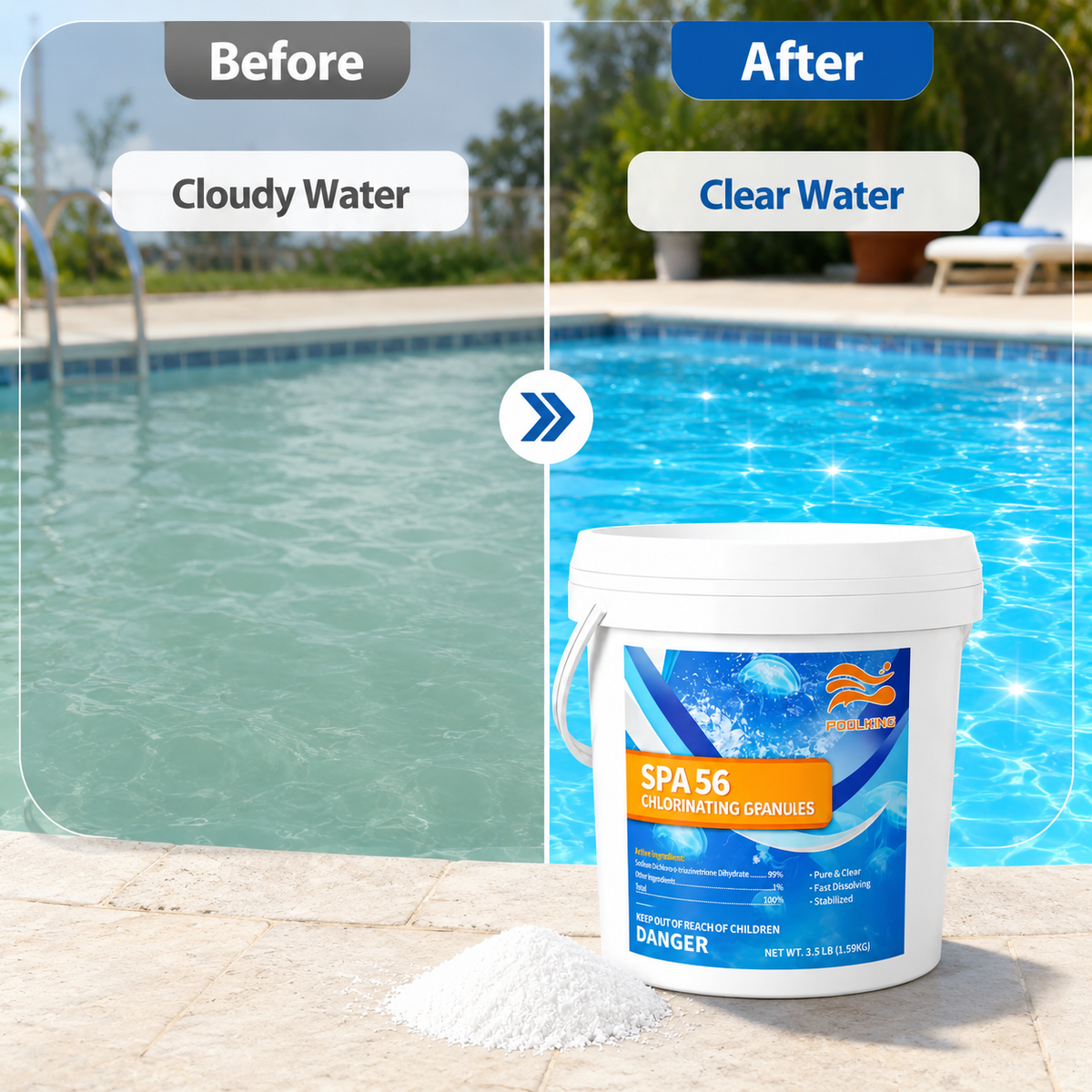 11-Pack Pool Chlorine Powder (3.5 lbs Per Bag) | Fast-Acting Shock Treatment & Sanitizer | Crystal Clear Pool Water | Inground & Above Ground Pools