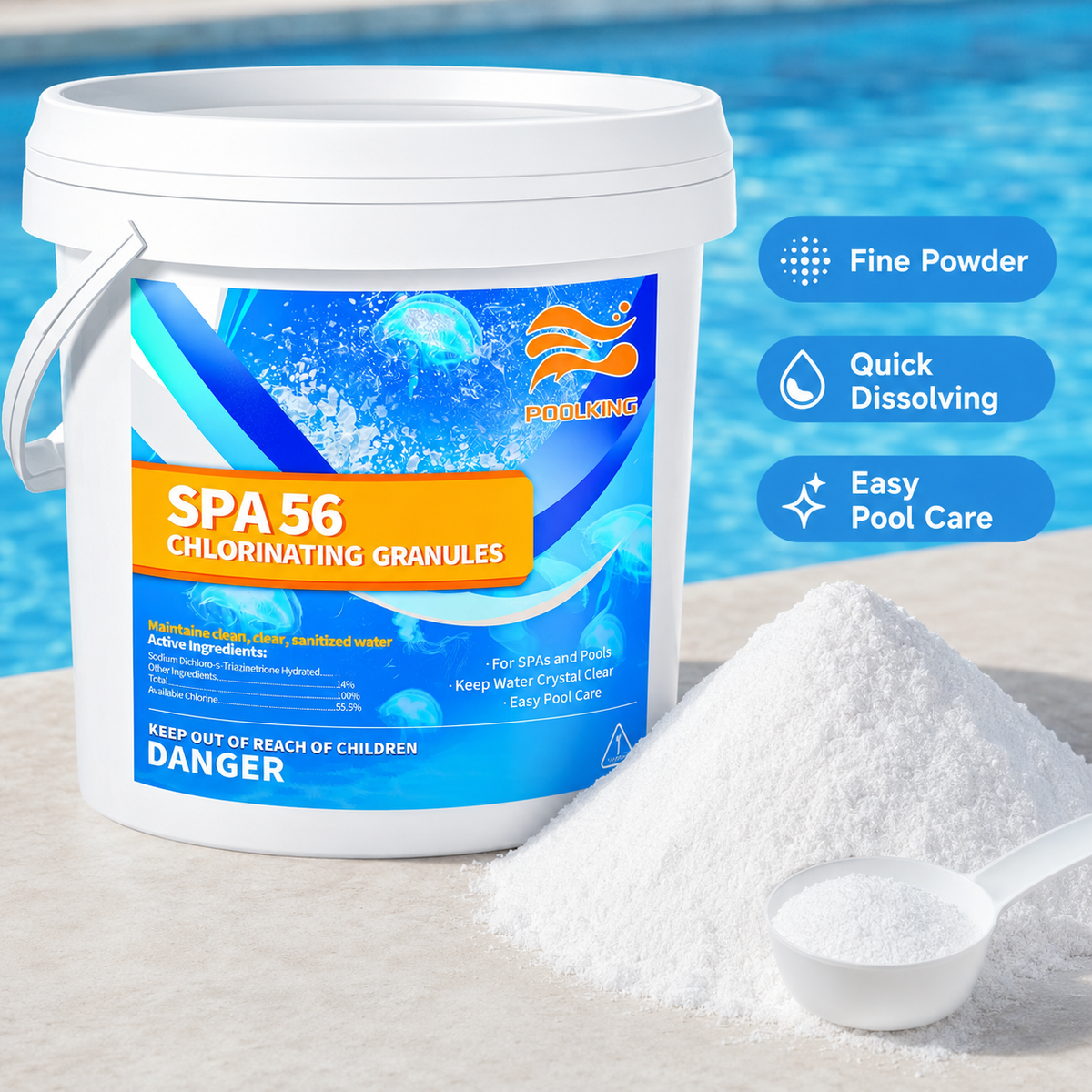7-Pack Pool Chlorine Powder (3.5 lbs Per Bag) | Fast-Acting Pool Shock Sanitizer | Clears Cloudy Water & Controls Algae | For Inground & Above Ground Pools