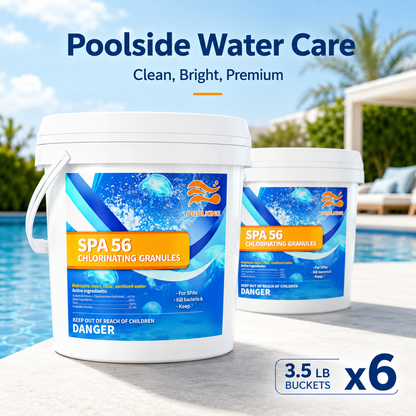 6-Pack Pool Chlorine Powder (3.5 lbs Per Bag) | Fast-Acting Pool Shock Sanitizer | Keeps Pool Water Crystal Clear | Inground & Above Ground Pools