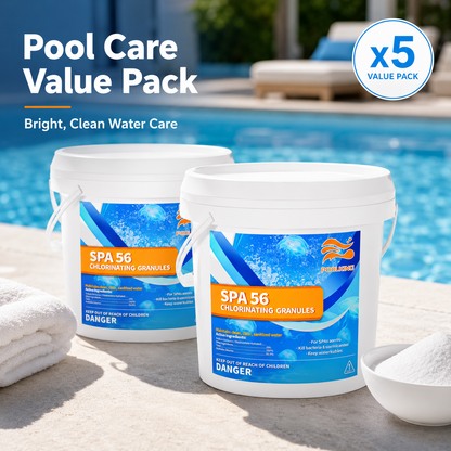 5-Pack Pool Chlorine Powder (3.5 lbs Per Bucket) | Fast-Acting Pool Shock Sanitizer | Keeps Pool Water Crystal Clear | Inground & Above Ground Pools