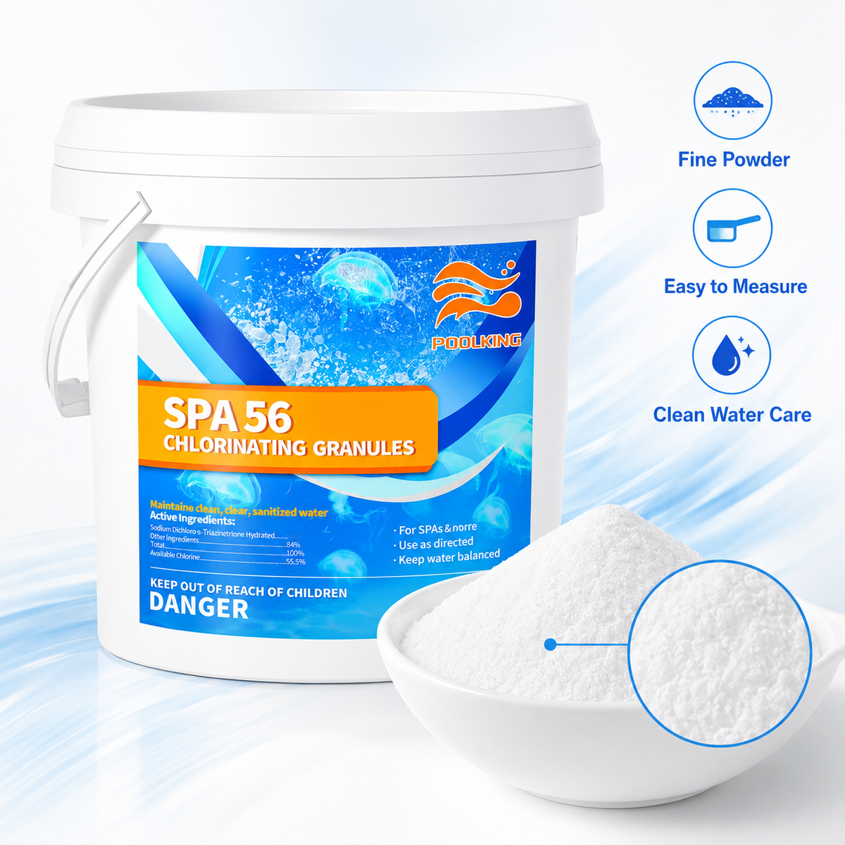 5-Pack Pool Chlorine Powder (3.5 lbs Per Bucket) | Fast-Acting Pool Shock Sanitizer | Keeps Pool Water Crystal Clear | Inground & Above Ground Pools