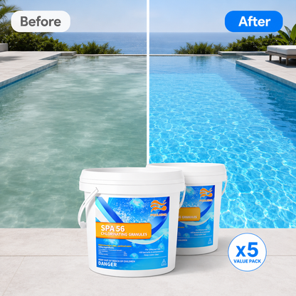 5-Pack Pool Chlorine Powder (3.5 lbs Per Bucket) | Fast-Acting Pool Shock Sanitizer | Keeps Pool Water Crystal Clear | Inground & Above Ground Pools