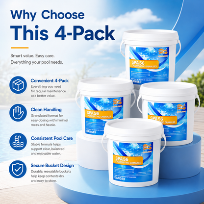 Bulk Pool Shock Chlorine Powder – 4 Pack x 3.5LB (14LB Total), Fast-Dissolving Sanitizer & Water Clarifier for Quick Clean, Algae Control in Pools & Spas