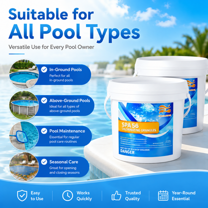 Bulk Pool Shock Chlorine Powder – 4 Pack x 3.5LB (14LB Total), Fast-Dissolving Sanitizer & Water Clarifier for Quick Clean, Algae Control in Pools & Spas