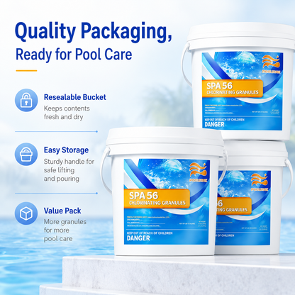 Bulk Pool Shock Chlorine Powder – 4 Pack x 3.5LB (14LB Total), Fast-Dissolving Sanitizer & Water Clarifier for Quick Clean, Algae Control in Pools & Spas