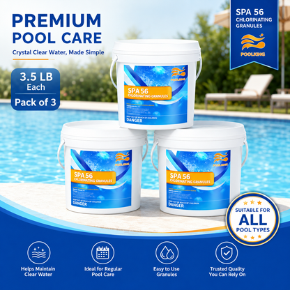 3-Pack Pool Chlorine Powder (3.5 lbs Per Bucket) | Fast-Acting Pool Shock Sanitizer | Keeps Pool Water Crystal Clear | Inground & Above Ground Pools