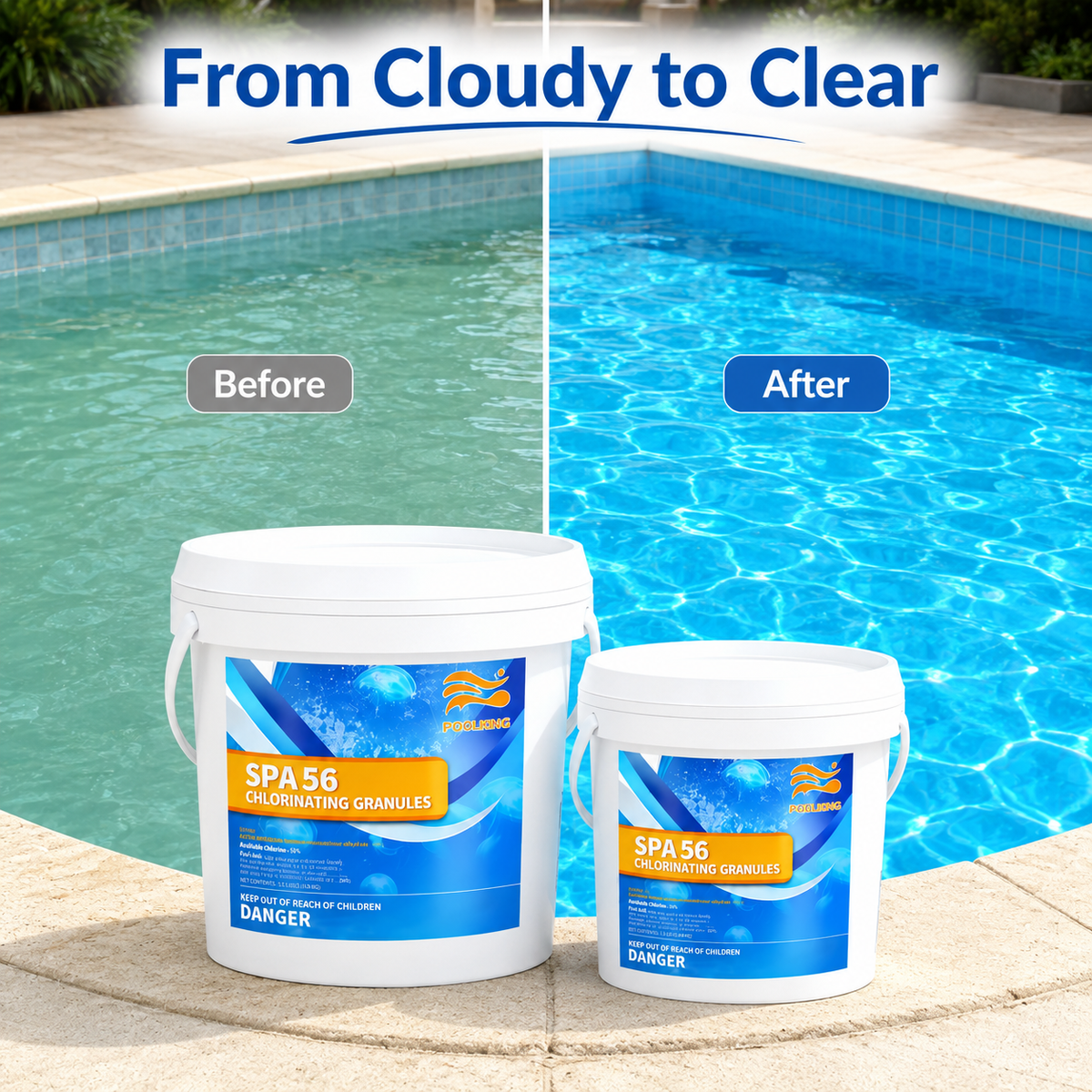 3-Pack Pool Chlorine Powder (3.5 lbs Per Bucket) | Fast-Acting Pool Shock Sanitizer | Keeps Pool Water Crystal Clear | Inground & Above Ground Pools