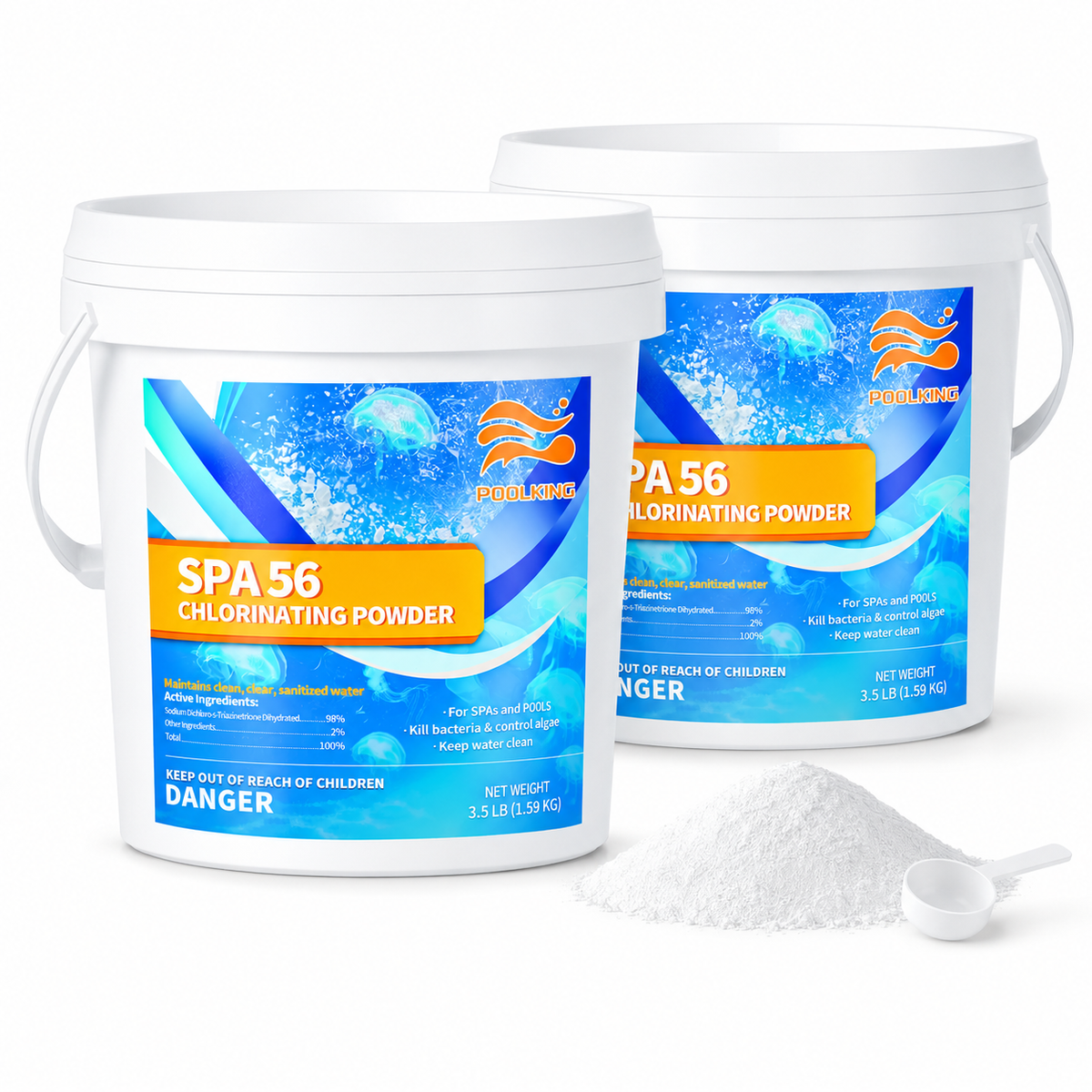 2-Bucket Instant Chlorine Pellets Value Pack (3.5 lbs Per Bucket, 7 lbs Total) | EPA-Registered | Fast-Acting Pool Sanitizer | Hassle-Free Cleaning | Inground & Above Ground Pools